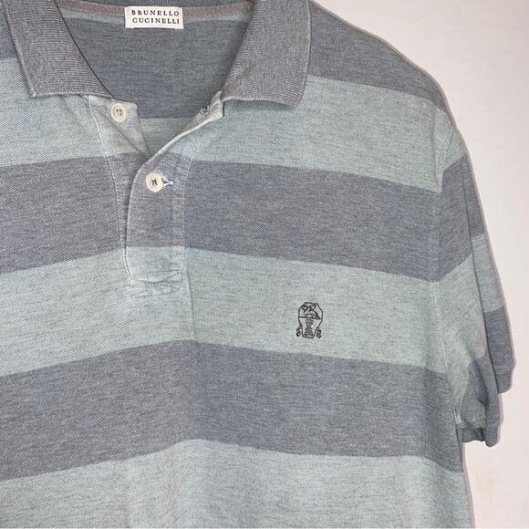Brunello Cucinelli Striped Cotton Polo Shirt - Picture 4 of 9